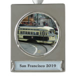 San Francisco Cable Car Silver Plated Banner Ornament