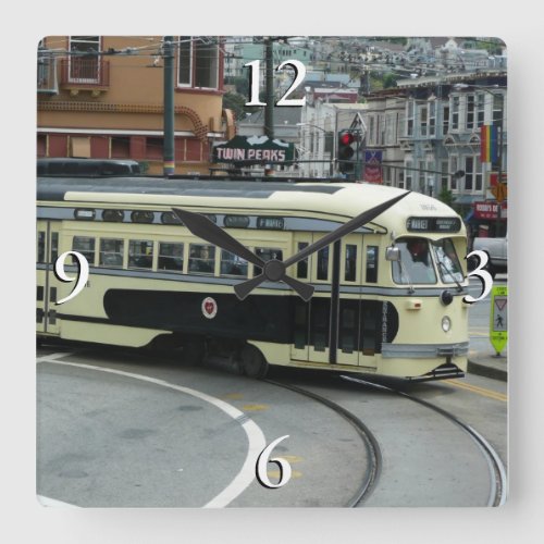 San Francisco Cable Car Square Wall Clock