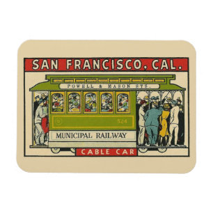 San Francisco Cable Car Vintage Travel Magnet