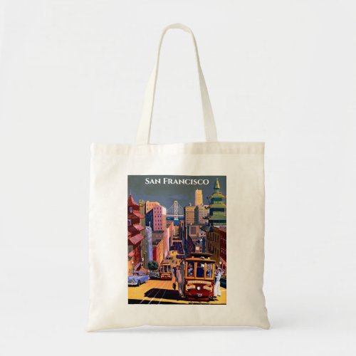 San Francisco Cable Car Vintage Travel Poster Tote Bag