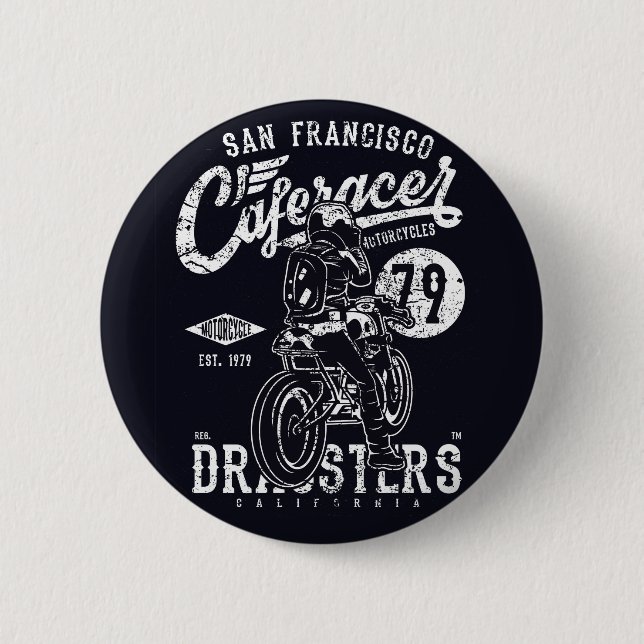 San Francisco Cafe Racer Motor California Pinback Button (Front)