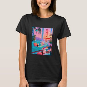 San Francisco Calico Cat GoldenGate Bridge Retro A T-Shirt