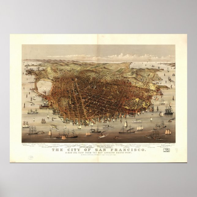 San Francisco California 1878 Panoramic Map Poster (Front)