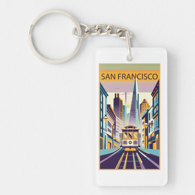 San Francisco California Art Deco Keychain (Front)