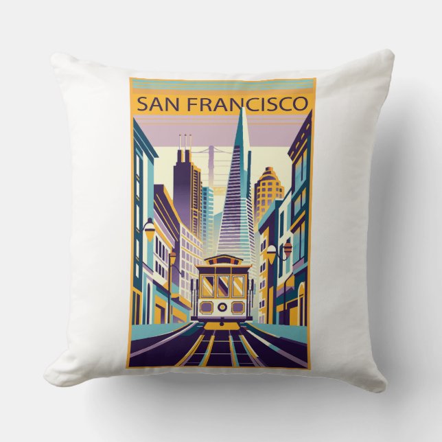 San Francisco California Art Deco Throw Pillow (Front)