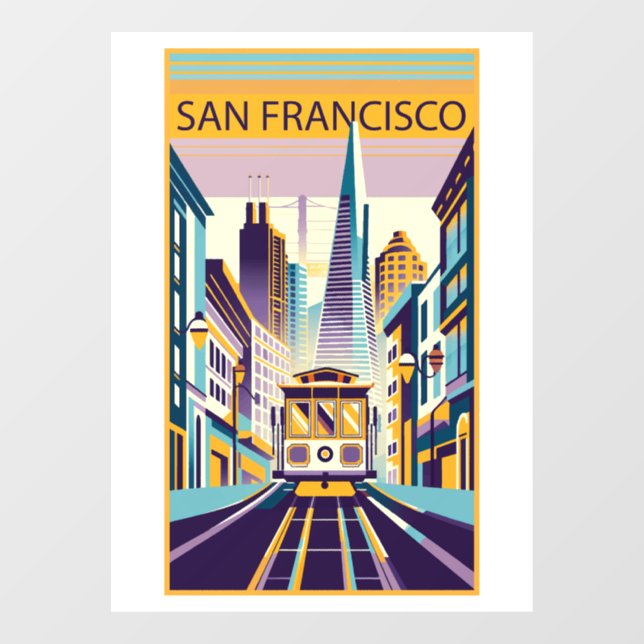 San Francisco California Art Deco Window Cling (Sheet)
