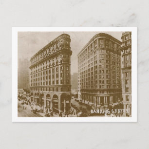 San Francisco, California, Banking Downtown, 1927 Postcard