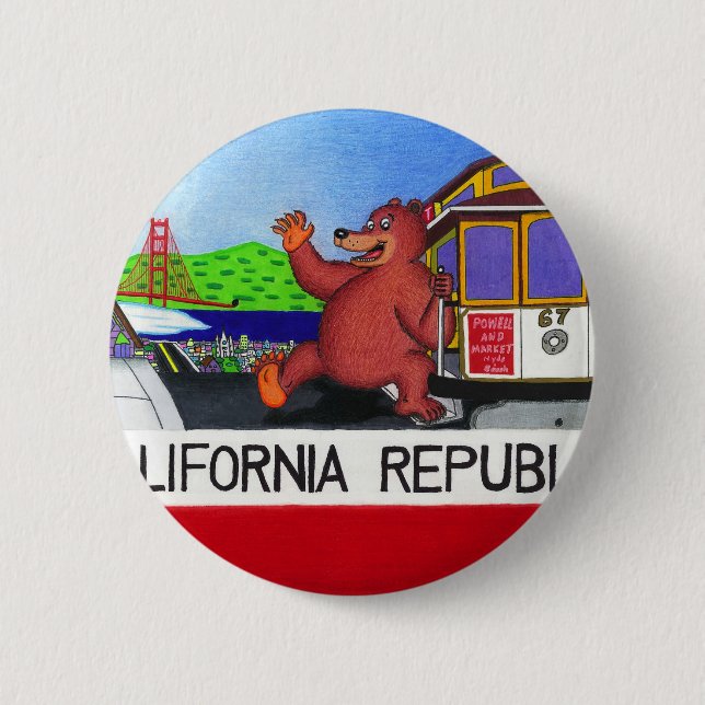 San Francisco California Bear Flag 2 Button (Front)
