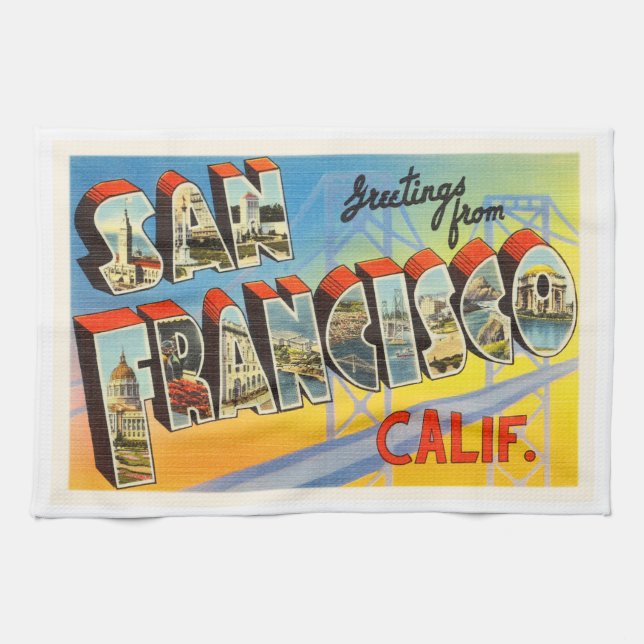 San Francisco California CA Old Travel Souvenir Towel (Horizontal)