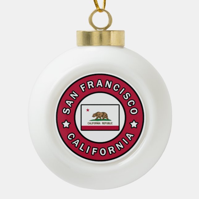 San Francisco California Ceramic Ball Christmas Ornament (Front)