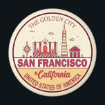 San Francisco California City Skyline Emblem Magnet<br><div class="desc">San Francisco minimalist,  colorful art design featuring monuments and landmarks of the city in California.</div>