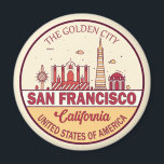 San Francisco California City Skyline Emblem Magnet<br><div class="desc">San Francisco minimalist,  colorful art design featuring monuments and landmarks of the city in California.</div>