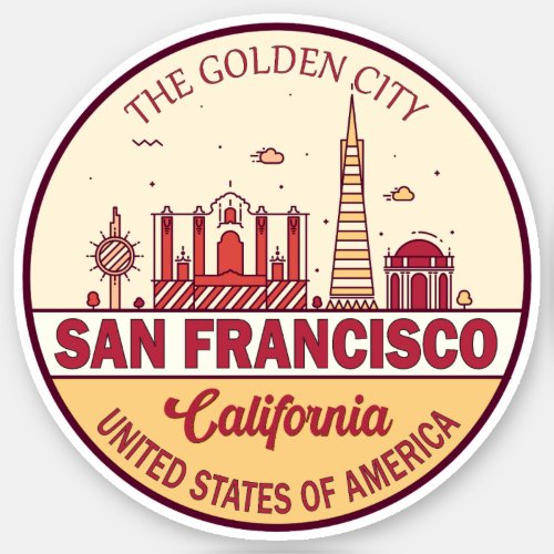 San Francisco California City Skyline Emblem Sticker