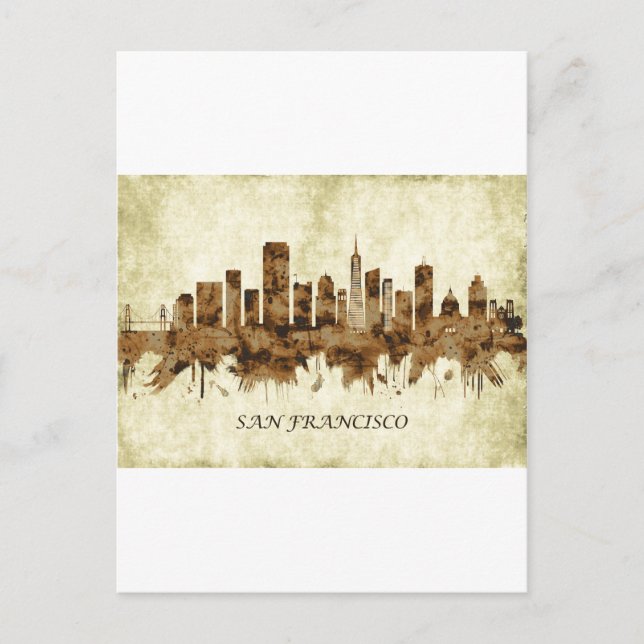 San Francisco California Cityscape Holiday Postcard (Front)