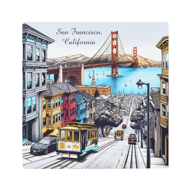 San Francisco, California Comic Book Style Art (Front)
