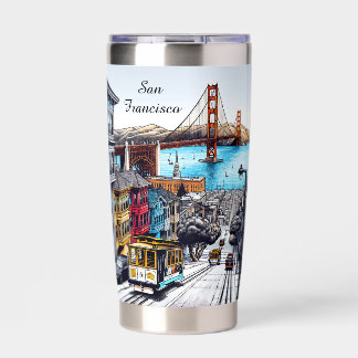 San Francisco, California Comic Book Style Art Insulated Tumbler