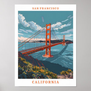 San Francisco California Elegant Vintage Travel Poster