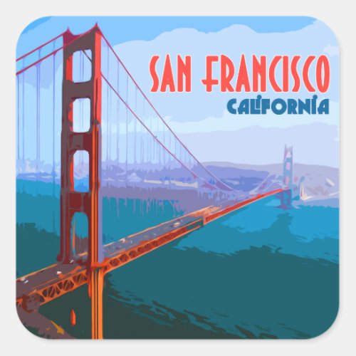 San Francisco California Golden Gate Bridge Square Sticker