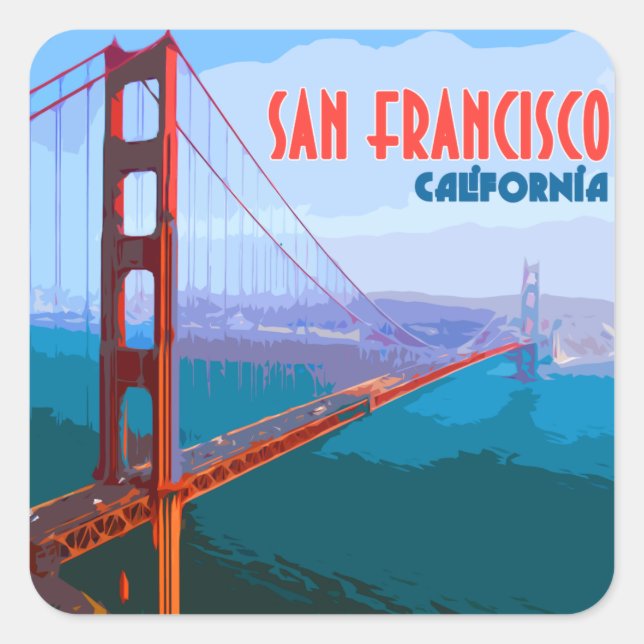 San Francisco California Golden Gate Bridge Square Sticker (Front)