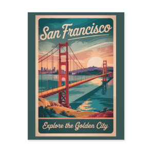 San Francisco California Golden Gate Bridge Travel Postcard