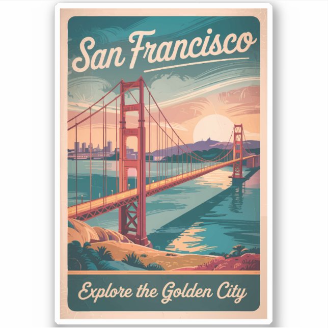 San Francisco California Golden Gate Bridge Travel Sticker (Front)