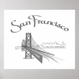 San Francisco, California - Gray Poster