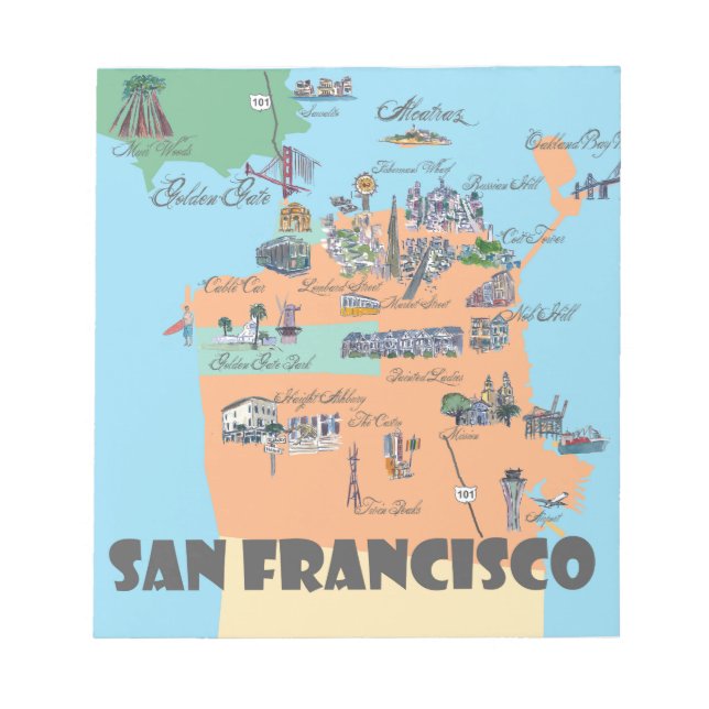 San Francisco California Map Notepad (Front)