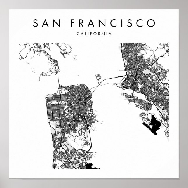 San Francisco California Minimal Modern Street Map Poster (Front)
