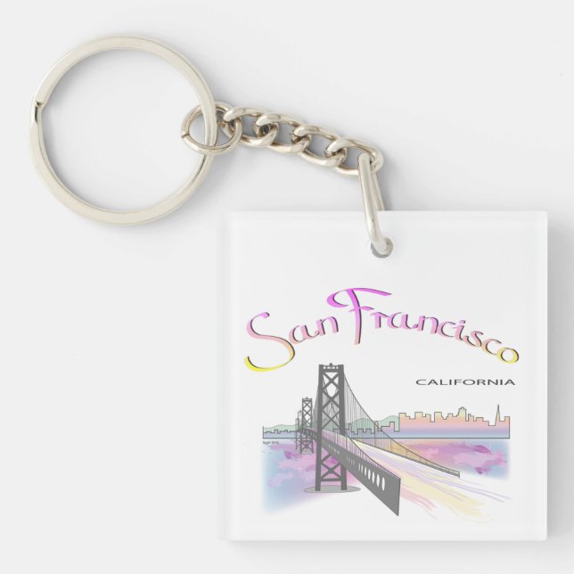 San Francisco, California Rainbow Colors Keychain (Front)