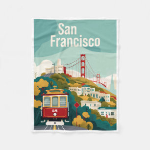 San Francisco California - Red Cable Car Fleece Blanket