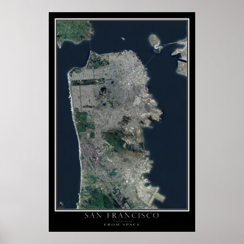 San Francisco California Satellite Map Poster