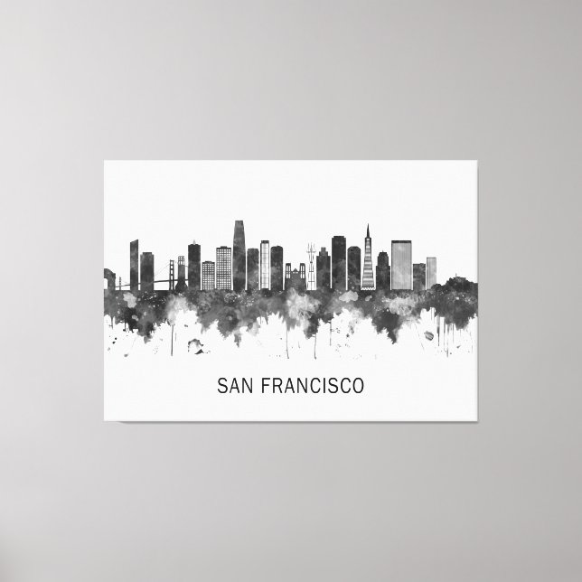 San Francisco California Skyline BW Canvas Print (Front)
