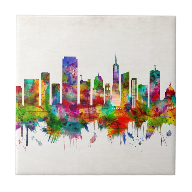 San Francisco California Skyline Ceramic Tile (Front)