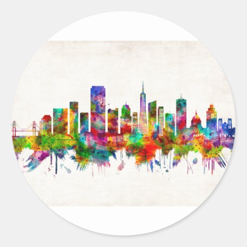 San Francisco California Skyline Classic Round Sticker