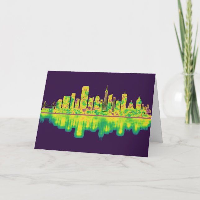 San Francisco California Skyline Holiday Card (Front)