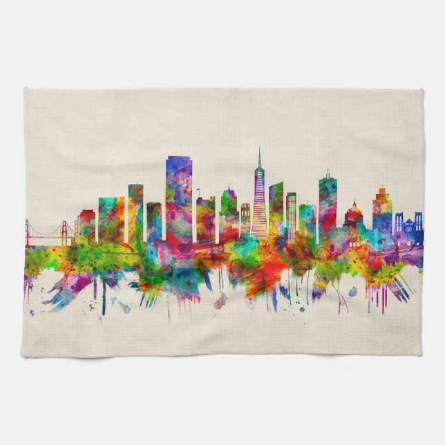 San Francisco California Skyline Kitchen Towel (Horizontal)