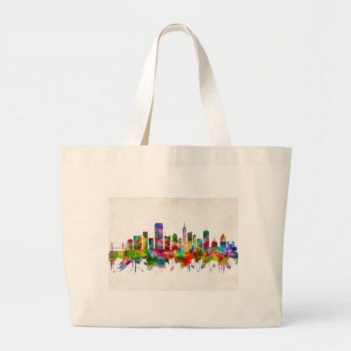 San Francisco California Skyline Large Tote Bag