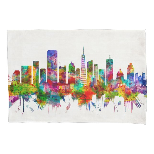 San Francisco California Skyline Pillow Case (Front)