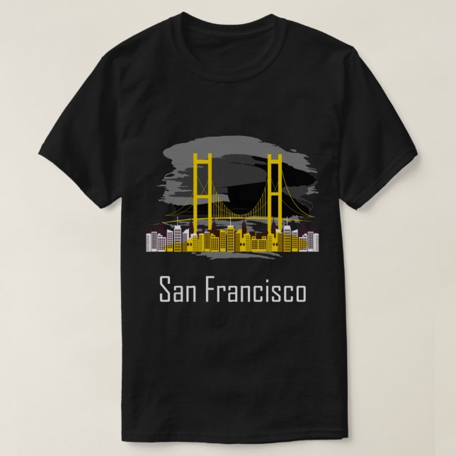San Francisco California Skyline Souvenir  T-Shirt (Design Front)