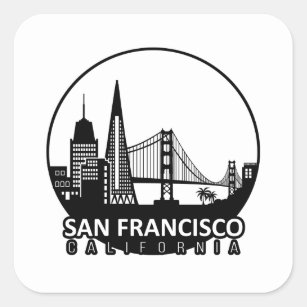 San Francisco California Skyline Square Sticker