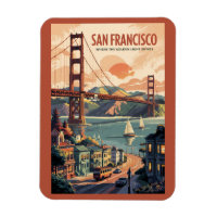 San Francisco California Skyline Travel Art Retro