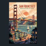 San Francisco California Skyline Travel Art Retro Poster<br><div class="desc">San Francisco retro vector travel design. From exploring Alcatraz Island to strolling through Fisherman’s Wharf and Chinatown,  San Francisco offers a perfect mix of history,  scenery,  and culture.</div>