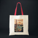 San Francisco California Skyline Travel Art Retro Tote Bag<br><div class="desc">San Francisco retro vector travel design. From exploring Alcatraz Island to strolling through Fisherman’s Wharf and Chinatown,  San Francisco offers a perfect mix of history,  scenery,  and culture.</div>