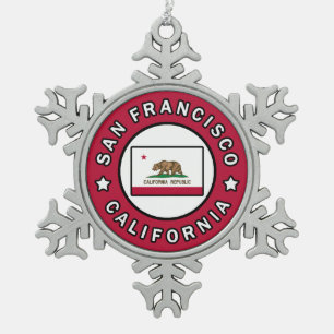 San Francisco California Snowflake Pewter Christmas Ornament