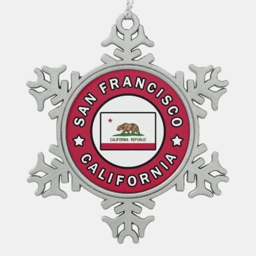 San Francisco California Snowflake Pewter Christmas Ornament