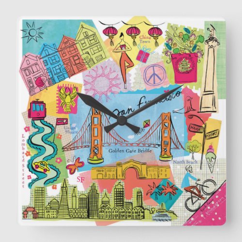 San Francisco California Square Wall Clock