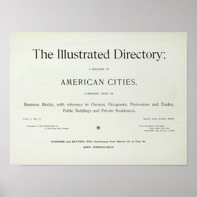 San Francisco California Title Page Poster (Front)