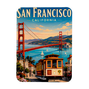 San Francisco California Travel Souvenir Retro Magnet
