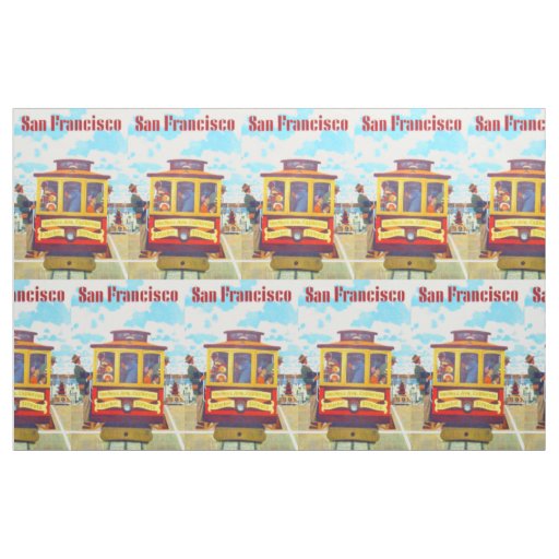 San Francisco California Trolley Car Golden Gate Fabric