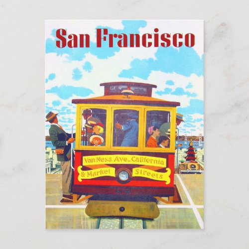 San Francisco California Trolley Car Golden Gate Postcard